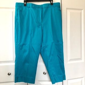 NWOT Turquoise capri pants with stretch